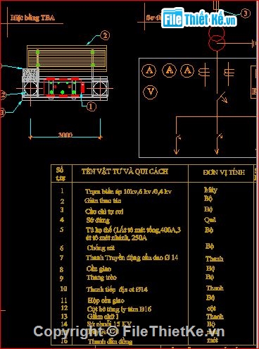 File cad,bản vẽ TBA,bản vẽ TBA 10KVA